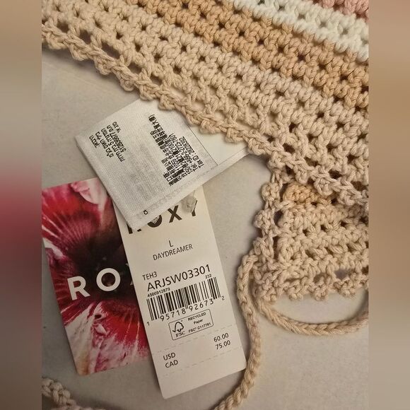 Roxy Daydreamer Cropped Crochet Halter Top Size Large Multicolor - Picture 7 of 12